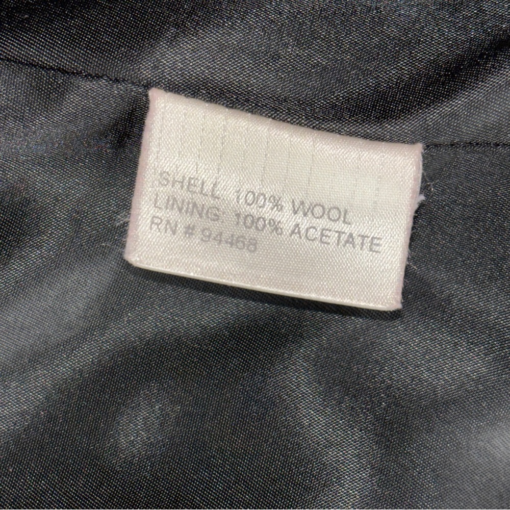 Women's Vintage Liz Claiborne Black 100% Wool Double-Breasted Long Overcoat - Picture 5 of 13